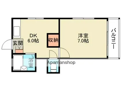 箕面ビル(1DK/4階)の間取り写真