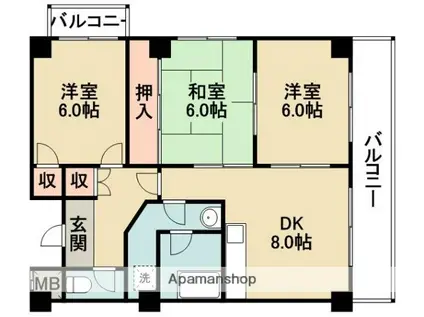 ロイヤルハイツ千里(3LDK/3階)の間取り写真
