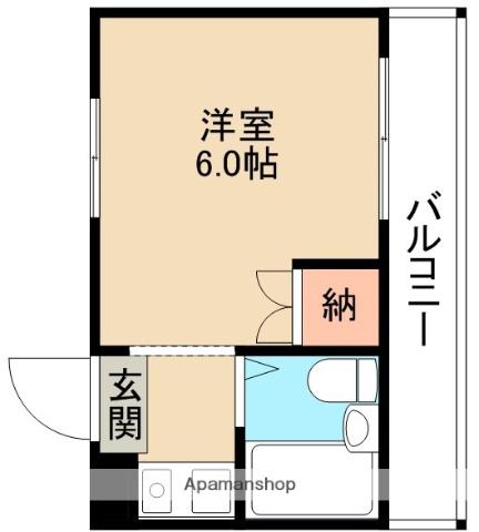 オアシス笹川(1K/2階)の間取り写真