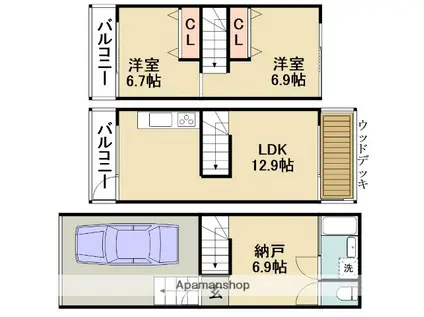 BOSCO(2SLDK/3階)の間取り写真