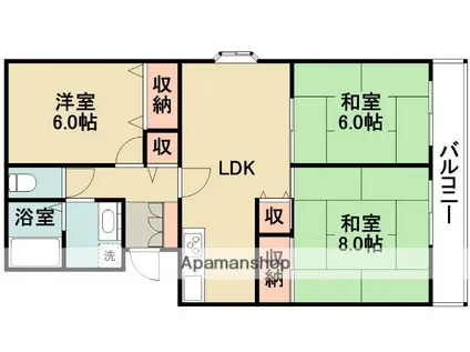 フォルク北千里G棟(3LDK/4階)の間取り写真