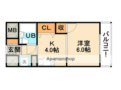 フローレンス小野原(1K/4階)の間取り写真