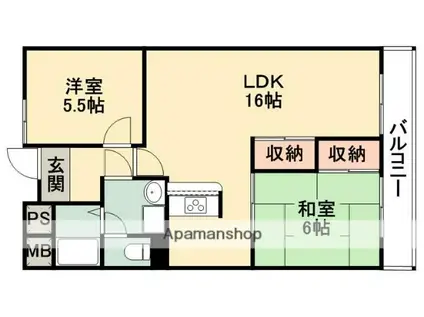 グランディール小山(2LDK/3階)の間取り写真