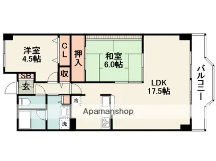 ウィステリア千里(2LDK/4階)の間取り写真