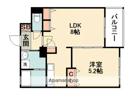 マーヴェラス箕面(1LDK/3階)の間取り写真