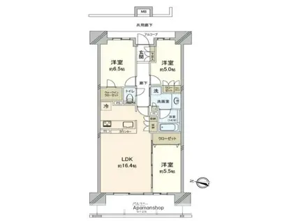 プラウド箕面船場(3LDK/8階)の間取り写真