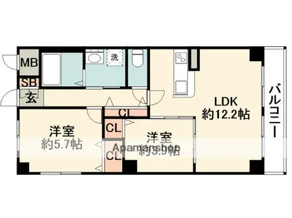 レリーフ五月が丘(2LDK/3階)の間取り写真