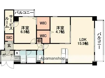 ラ・プロスペリテ(2LDK/3階)の間取り写真