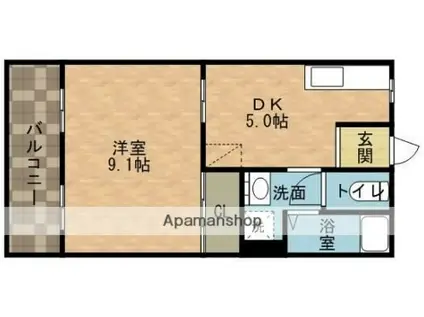 松林マンション(1DK/2階)の間取り写真