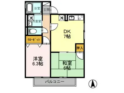 セジュール悠(2DK/2階)の間取り写真