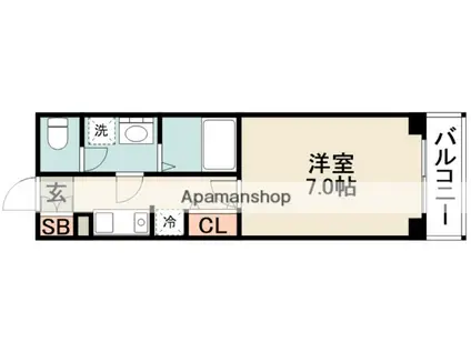 グランカーサ緑地公園(1K/1階)の間取り写真