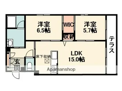 シャーメゾンアプリスク(2LDK/1階)の間取り写真