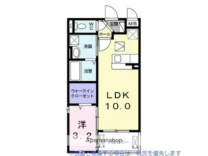 ルボアール箕面C棟(1LDK/1階)の間取り写真