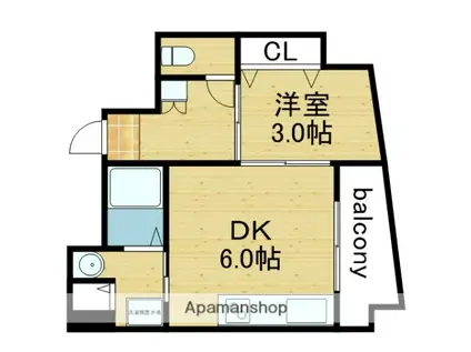 フォートレスコート(1DK/4階)の間取り写真