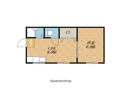 金沢マンション(1LDK/3階)の間取り写真