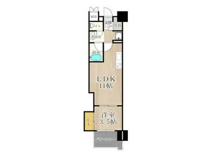 マスターズレジデンス道頓堀III(1LDK/3階)の間取り写真