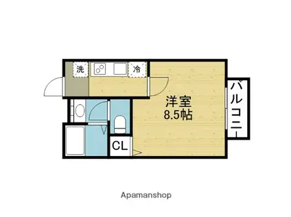 サウス イースト P-1(1K/1階)の間取り写真