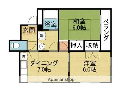 グレーシィコンドウ(2DK/2階)の間取り写真