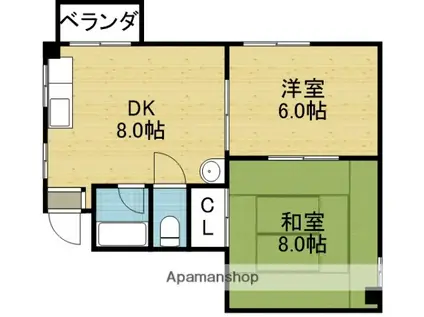 サニーガーデン大今里(2DK/3階)の間取り写真