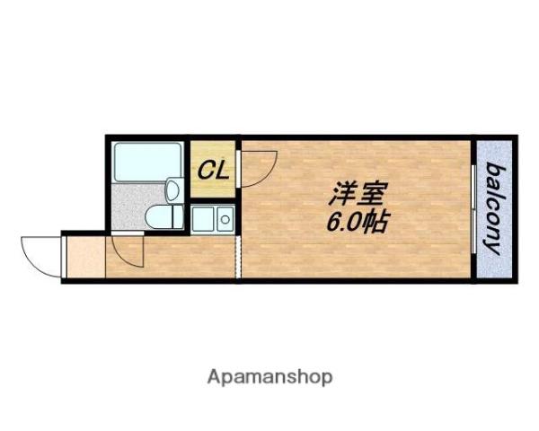 サンハイツ今里(1K/2階)の間取り写真
