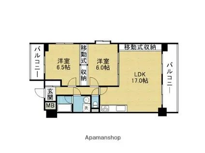 リッチハイムアルテ上本町(2LDK/2階)の間取り写真