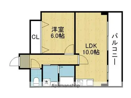 リバーサイドハート(1LDK/3階)の間取り写真