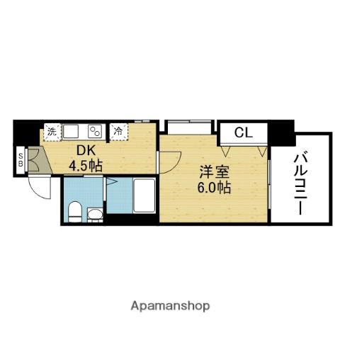 東小橋Ⅱ番館(1K/3階)の間取り写真