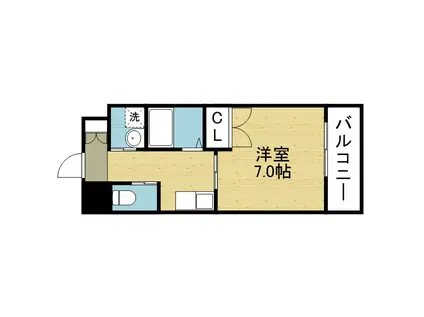 マンスフィールド桃谷(1K/2階)の間取り写真