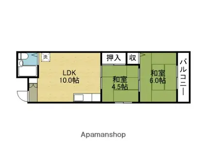 グリーンハイツ(2DK/5階)の間取り写真