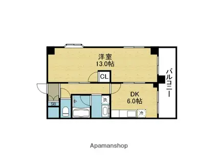 ボヌール(1LDK/2階)の間取り写真