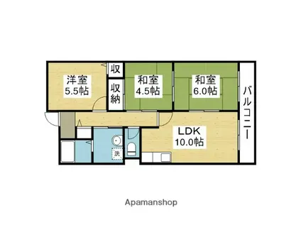 ノースフライト(3LDK/4階)の間取り写真