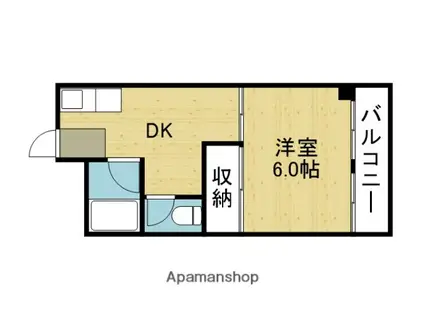 谷九ハイツ(1DK/4階)の間取り写真