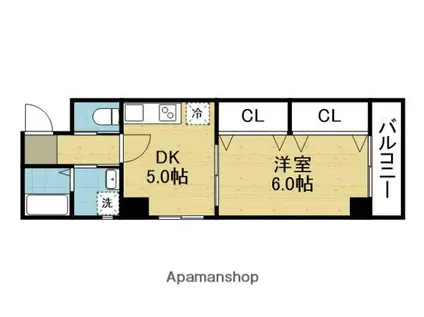 D.G.COURT(1DK/7階)の間取り写真