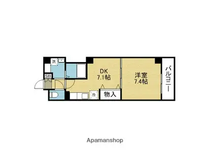 メゾンバイタルD棟(1DK/4階)の間取り写真