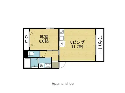 ポンベール花音(1LDK/3階)の間取り写真