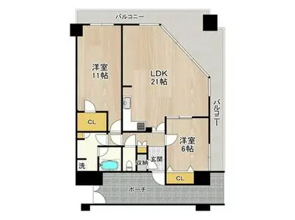 フェニックス日本橋高津(2LDK/9階)の間取り写真