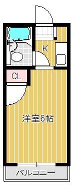 コーニッシュアビコⅡ(1K/1階)の間取り写真