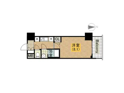 プレサンス谷町九丁目駅前(1K/6階)の間取り写真