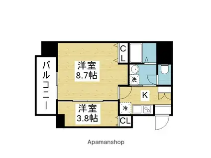 ヴィラ・セレーノ玉造本町(2K/6階)の間取り写真