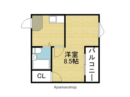 平野スクウェア(1K/4階)の間取り写真