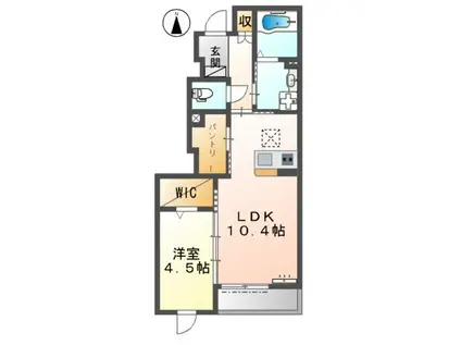 CREST(1LDK/1階)の間取り写真