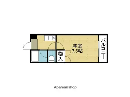 むつみハイツ(1K/3階)の間取り写真