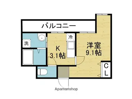 GROOVE平野(1K/3階)の間取り写真