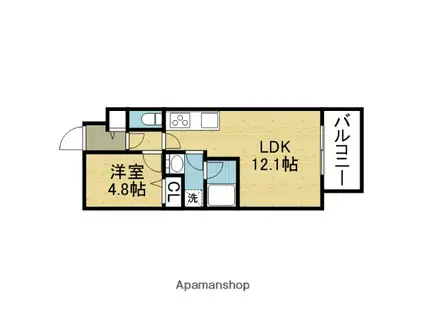 プラウディア今里(1LDK/1階)の間取り写真