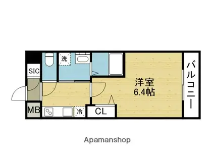 エルプエンテ緑橋(1K/3階)の間取り写真