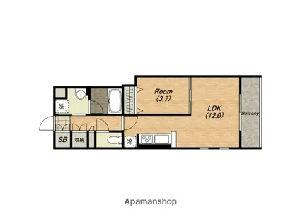 URBAN TERRACE ABENO(1LDK/1階)の間取り写真