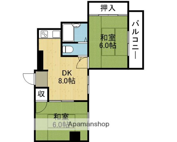 グラントピア高津(2DK/8階)の間取り写真