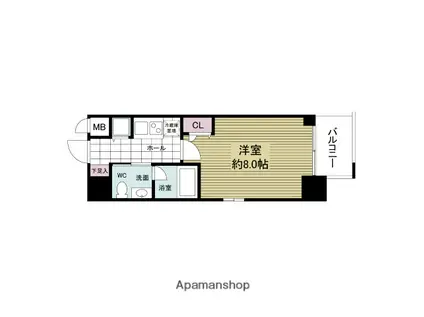 ISM谷町六丁目(1K/15階)の間取り写真