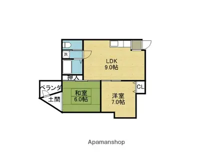 福岡マンション(2LDK/2階)の間取り写真