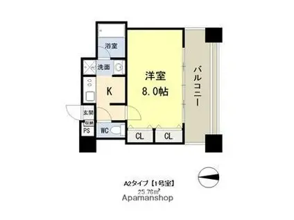 ドゥーエ谷町(1K/12階)の間取り写真